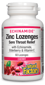 Natural Factors Zinc with Echinamide, Elderberry & Vitamin C - Cherry 60 Lozenges Image 1