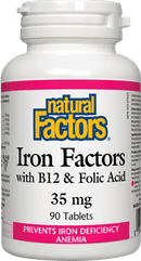 Natural Iron Factors with B12 & Folic Acid 35 mg 90 Tablets Image 1