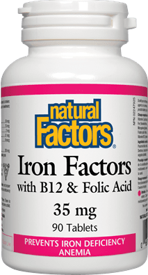 Natural Iron Factors with B12 & Folic Acid 35 mg 90 Tablets Image 1
