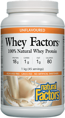 Natural Whey Factors Protein - Unflavoured 1 kg Image 1
