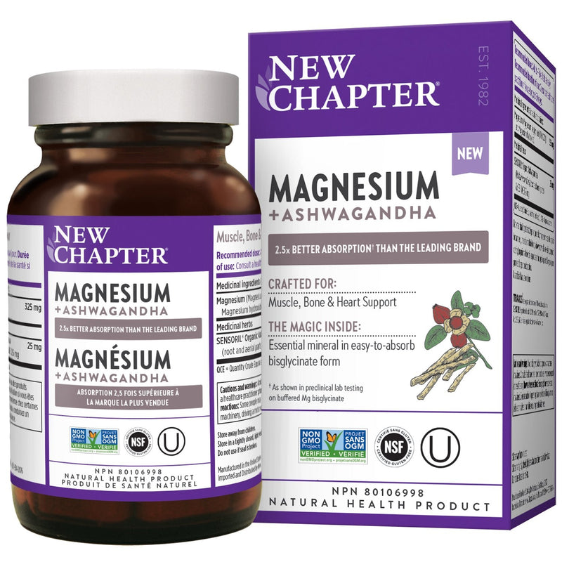 New Chapter Magnesium + Ashwagandha 30 Tablets Image 1