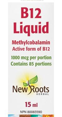 New Roots B12 Liquid Methylcobalamin 1000 mcg 15 mL Image 1
