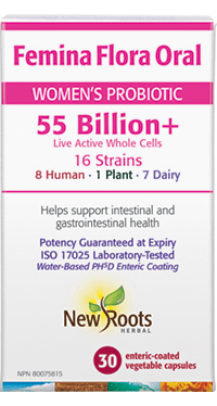 New Roots Femina Flora Oral Women's Probiotics 55 Billion+ 30 VCaps Image 1