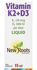 New Roots Vitamin K2 + D3 Liquid 15 mL Image 1