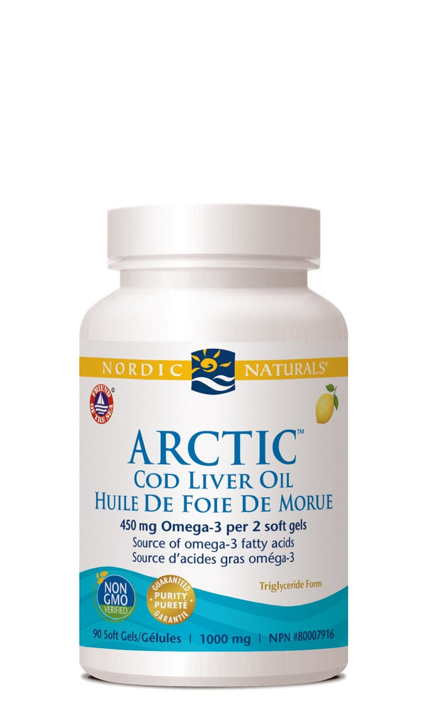 Nordic Naturals Arctic Cod Liver Oil 1000 mg - Lemon 90 Softgels Image 1