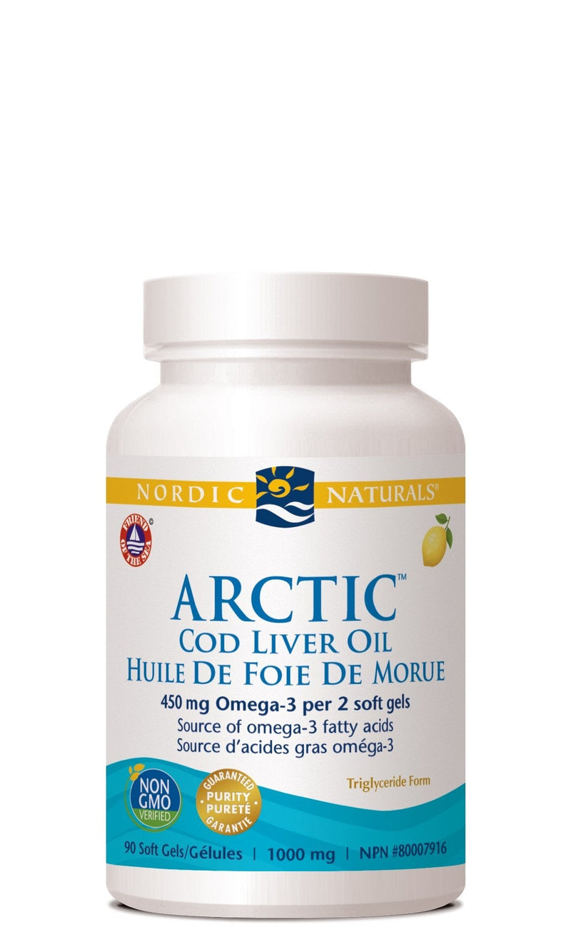 Nordic Naturals Arctic Cod Liver Oil 1000 mg - Lemon 90 Softgels Image 1