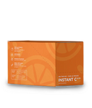 Box of Organika Instant C Effervescent with Stevia containing 8 convenient sachets for immune support, displayed with vibrant citrus imagery.