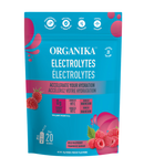 Organika Electrolytes 3.5 g - Wild Raspberry flavor, box of 20 sachets, natural hydration support with essential minerals and electrolytes for energy and recovery.