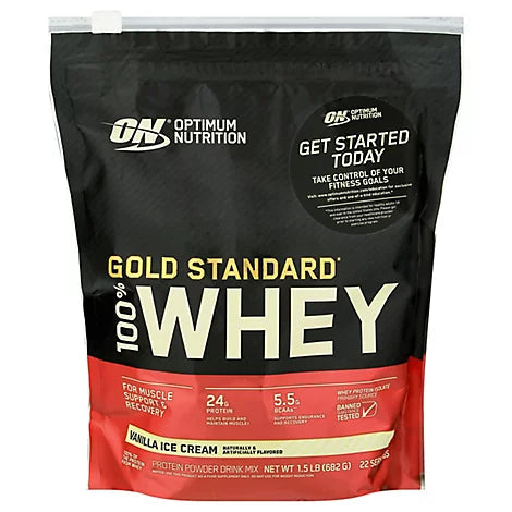 Optimum Nutrition Gold Standard 100% Whey Protein - Vanilla Ice Cream 1.47 lbs Image 1