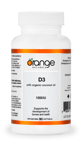 Orange Naturals D3 1000 IU with Organic Coconut Oil 90 Softgels Image 1