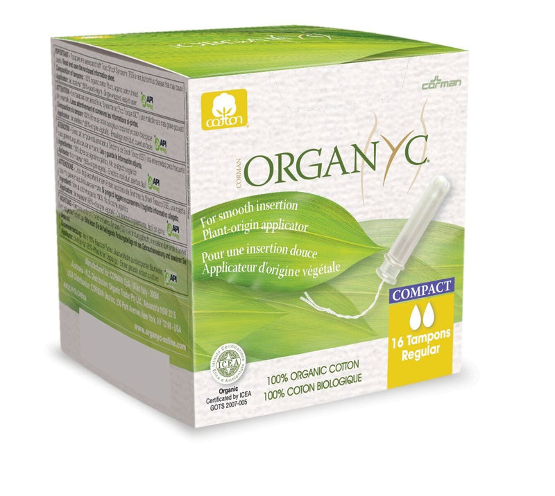 Organ y c 100% Organic Cotton with Bio Based Compact Applicator Regular 16 Tampons Image 1