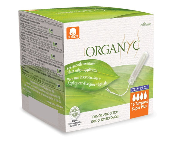 Organ y c 100% Organic Cotton with Bio Based Compact Applicator Super Plus 16 Tampons Image 1