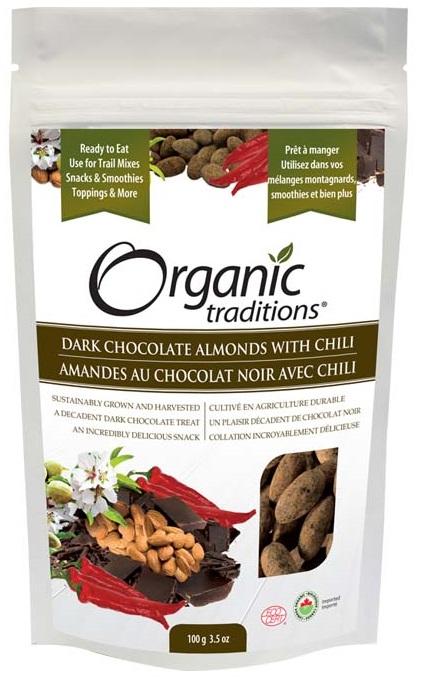 Organic Traditions Dark Chocolate Almonds with Chili Image 1