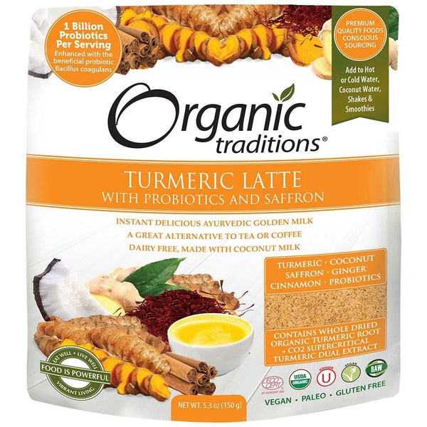 Organic Traditions Turmeric Latte with Probiotics and Saffron 150 g Image 1
