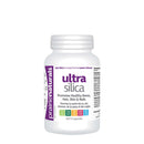 Bottle of Prairie Naturals Ultra Silica dietary supplement containing 120 vegetable capsules with natural health branding on the label.