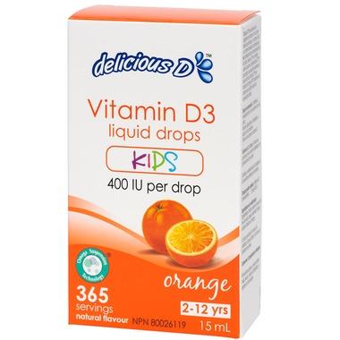 Platinum Naturals Delicious D Vitamin D3 Kids 400 IU - Orange 15 mL Image 1