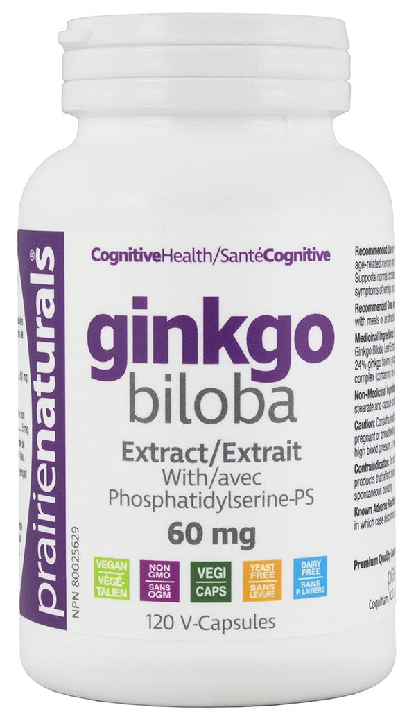 Prairie Naturals Ginkgo Biloba Extract 60 mg with Phosphatidylserine 120 VCaps Image 1
