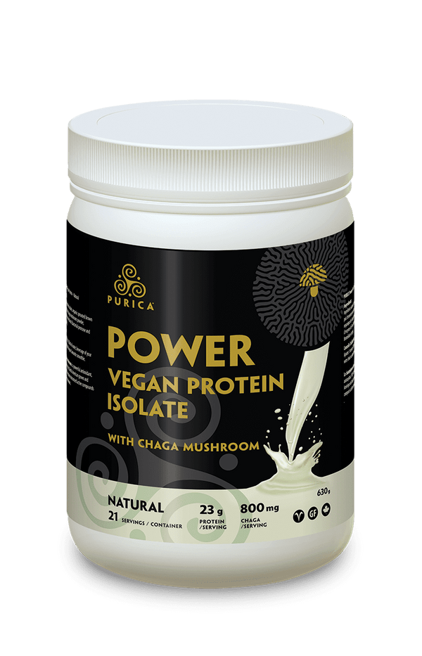 Purica Power Vegan Protein Isolate with Chaga Mushroom - Natural 630 g Image 1