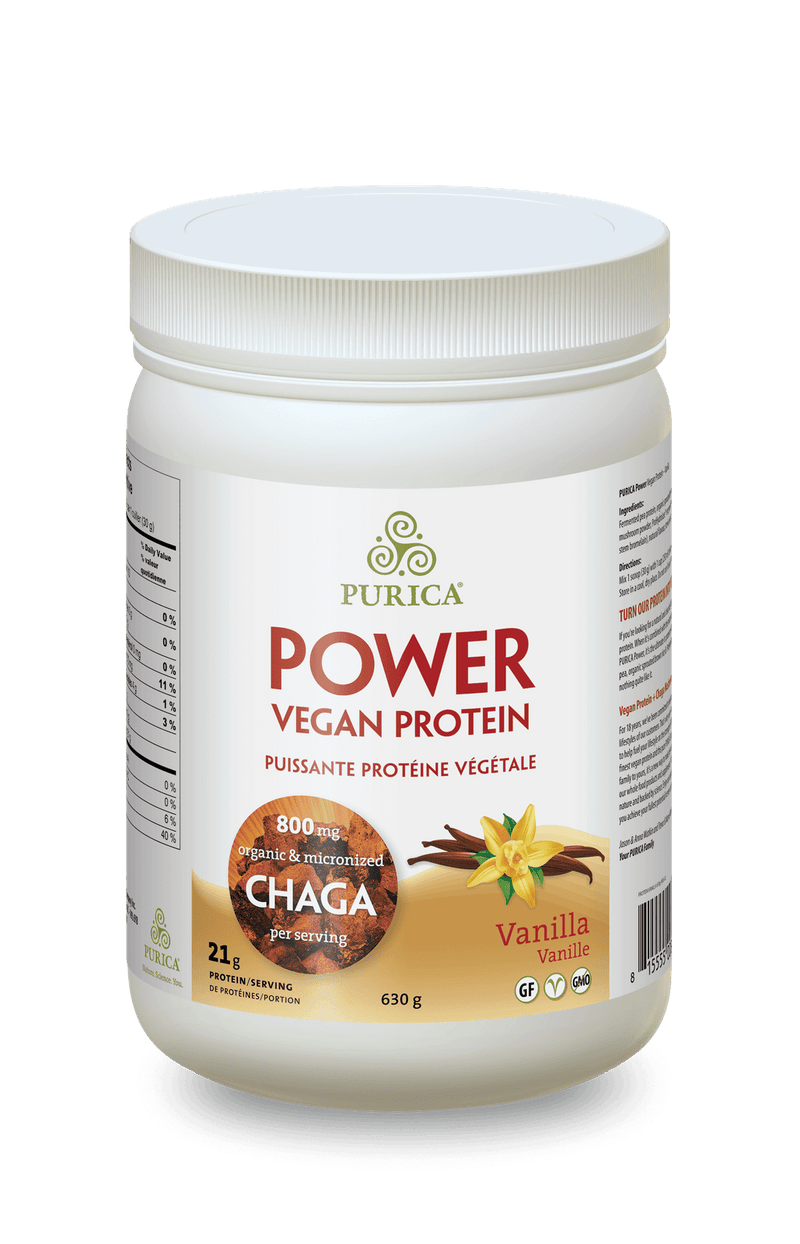 Purica Power Vegan Protein Isolate with Chaga Mushroom - Vanilla 630 g Image 1