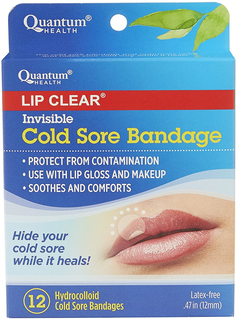 Quantum Health Lip Clear Invisible Cold Sore Bandage 12 Hydrocolloid Bandages Image 1