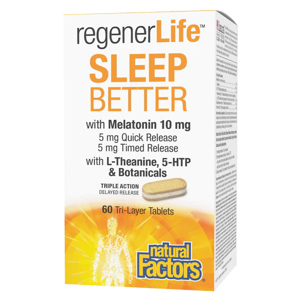 Natural Factors RegenerLife Sleep Better with Melatonin 10 mg (60 Tablets)