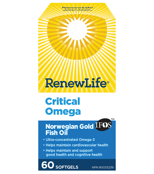Renew Life Critical Omega Norwegian Gold Fish Oil 60 Softgels Image 1