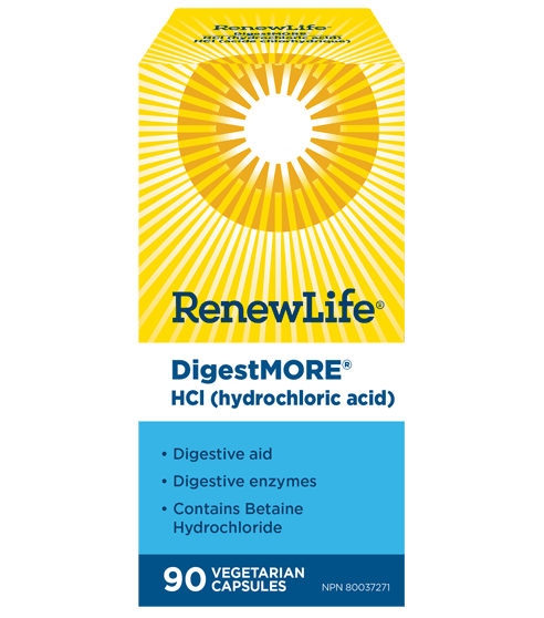 Renew Life DigestMORE HCl Hydrochloric Acid 90 VCaps Image 1