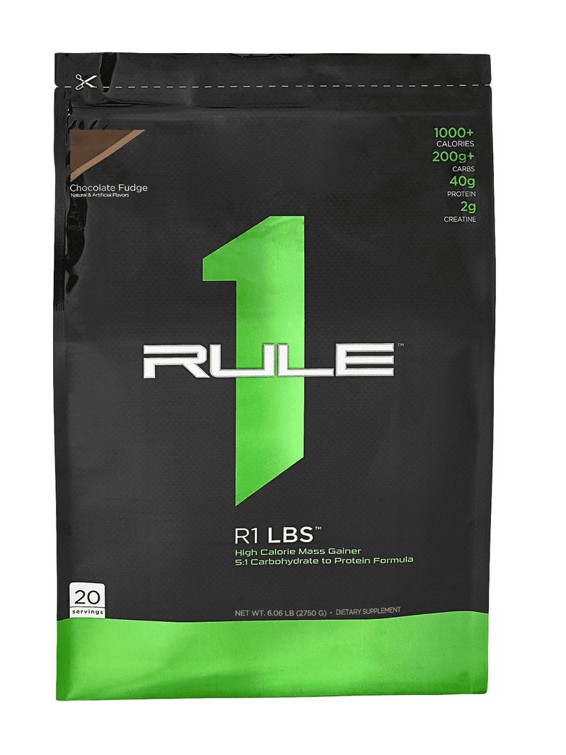 Rule One lbsS Mass Gainer Protein Powder - Chocolate Fudge 12 lbs Image 1