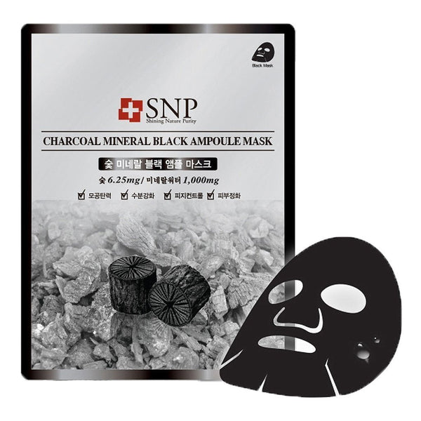 SNP Charcoal Mineral Black Ampoule Mask Image 1