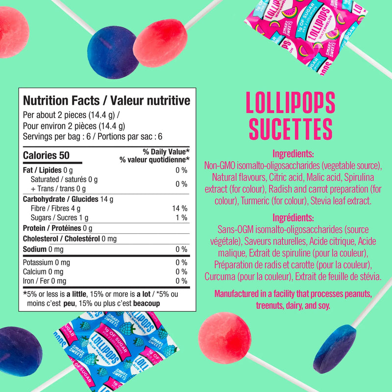 SmartSweets Lollipops - Blue Raspberry & Watermelon 12 Pack Image 2