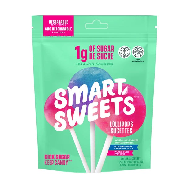 SmartSweets Lollipops - Blue Raspberry & Watermelon 12 Pack Image 1