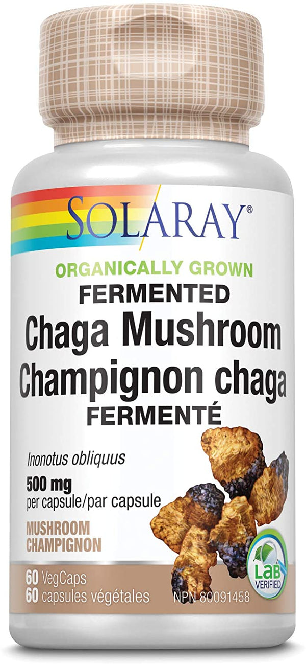 Solaray Organically Grown Fermented Chaga Mushroom 500 mg 60 VCaps Image 1