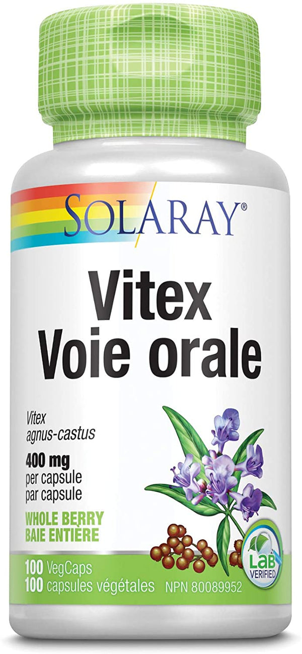 Solaray Vitex Whole Berry 400 mg 100 VCaps Image 1