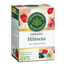 Box of Traditional Medicinals Organic Hibiscus Tea with image of hibiscus flowers on the front.