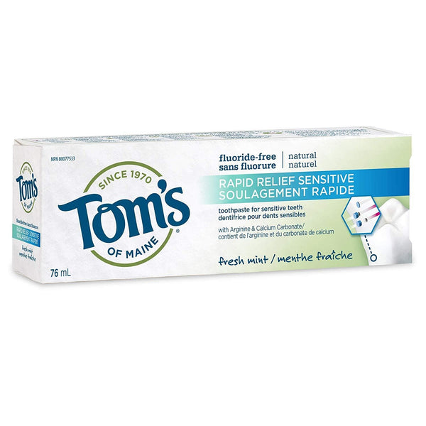 Tom's of Maine Fluoride-Free Rapid Relief Sensitive Toothpaste - Fresh Mint 76 mL Image 1
