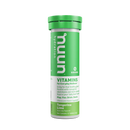 A tube of Nuun Hydration Vitamins in Tangerine Lime flavor, with green and white branding, containing 12 tablets for hydration and electrolyte balance.