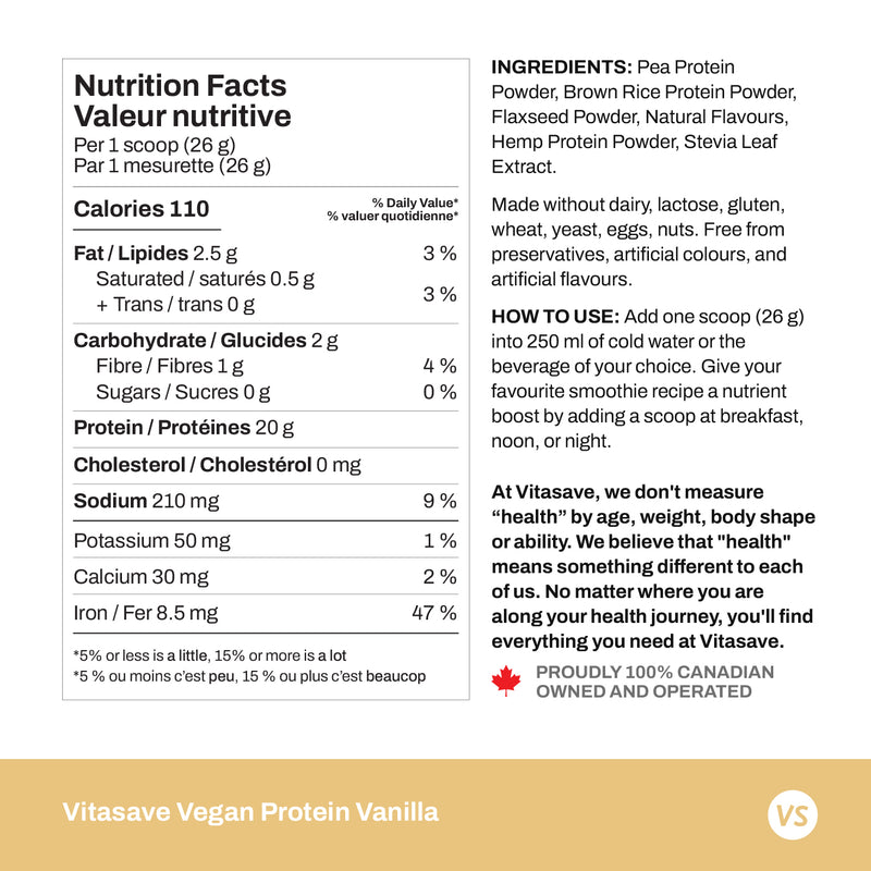 Vitasave Vegan Protein - Vanilla (750 g)