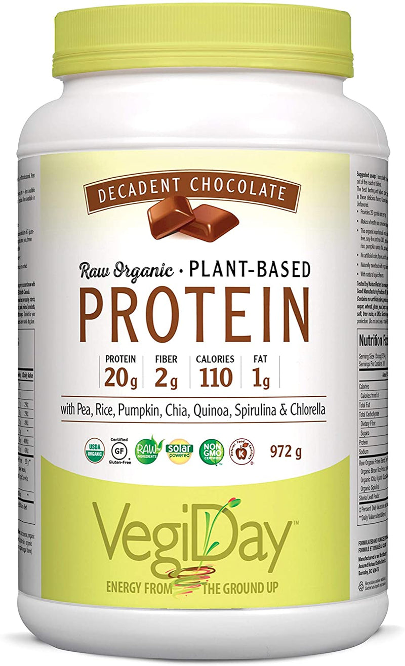 VegiDay Raw Organic Plant Based Protein - Decadent Chocolate 972 g Image 1
