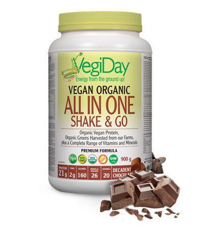 VegiDay Vegan Organic All In One Shake & Go - Decadent Chocolate 900 g Image 1