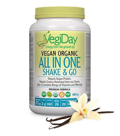 VegiDay Vegan Organic All In One Shake & Go - French Vanilla 860 g Image 1