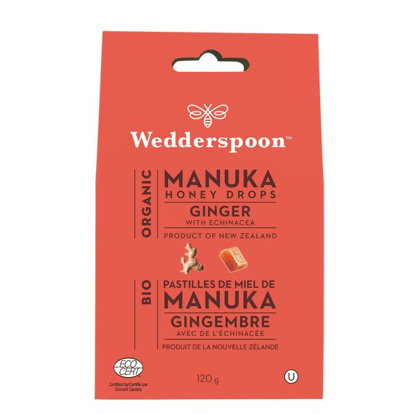 Wedderspoon Organic Manuka Honey Drops - Ginger with Echinacea 120 g Image 1