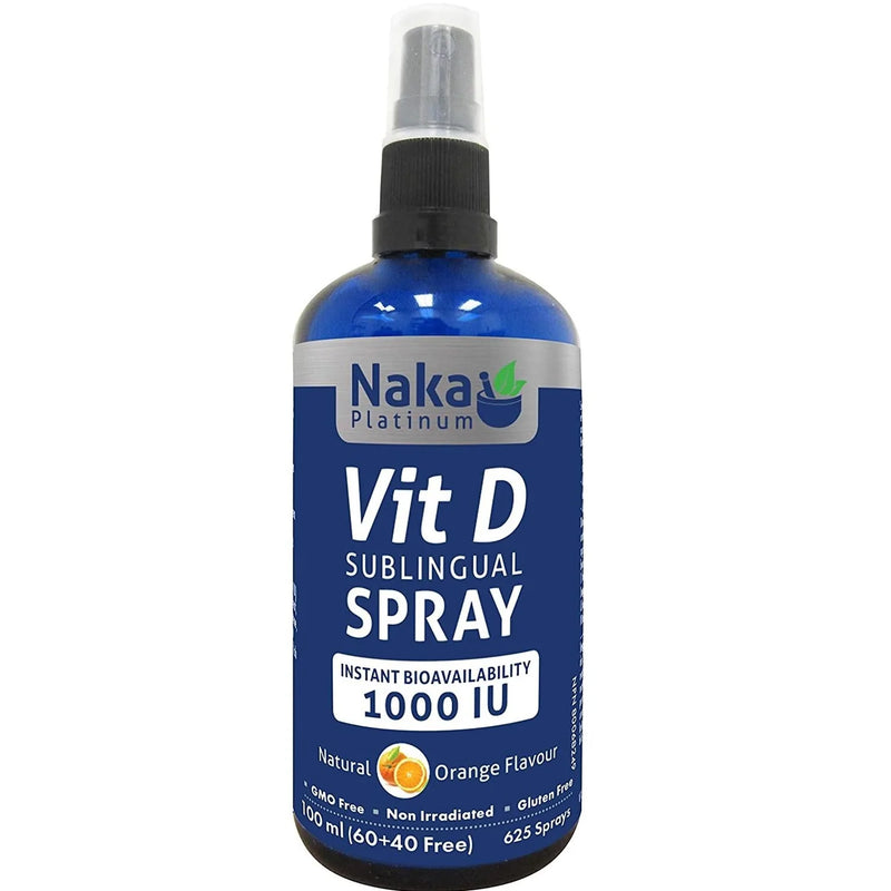 Naka Platinum Vit D 1000 IU Sublingual Spray - Natural Orange (100 mL)