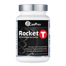 CanPrev Rocket T Testosterone Recharge (90 VCaps) – A dietary supplement designed to support healthy testosterone levels and enhance overall vitality. The product comes in a bottle with a white label featuring bold red and black accents, listing key ingredients and benefits such as increased energy, improved muscle function, and better hormonal balance. The 90 vegetarian capsules are intended to be taken as part of a healthy lifestyle.