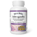 A bottle of Natural Factors Ashwagandha 600 mg, containing 30 vegetarian capsules, displayed against a white background. The label features green and white colors with clear text detailing the product name, dosage, and supplement facts.