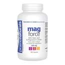 A bottle of Prairie Naturals Mag-Force with Malic Acid & Magnesium Citrate capsules.