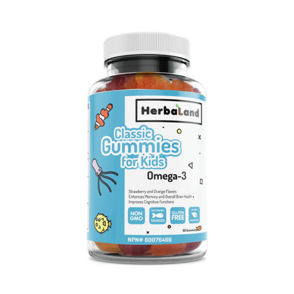 HerbaLand Classic Gummy for Kid's Omega 3 - Strawberry and Orange (60 Gummies)
