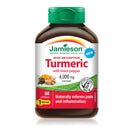  Bottle of Jamieson High Absorption Turmeric with Black Pepper, 60 capsules, featuring a green cap and yellow turmeric label with health supplement branding.