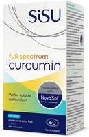 Close-up of Sisu Full Spectrum Curcumin Softgels, designed to provide potent antioxidant and anti-inflammatory benefits in easy-to-swallow capsules.